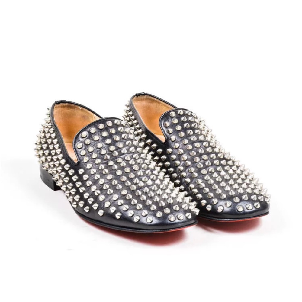 Christian Louboutin black Rollerboy spikes loafers